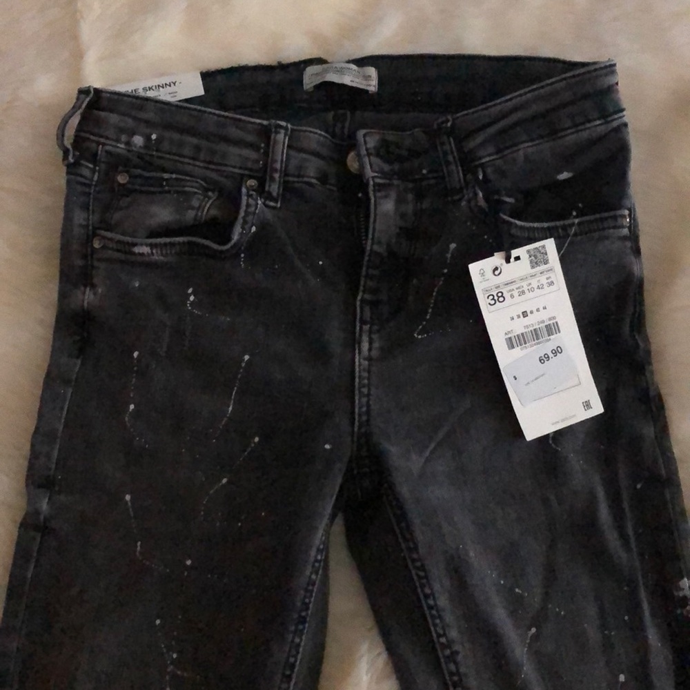 Zara paint splattered denim, NWT